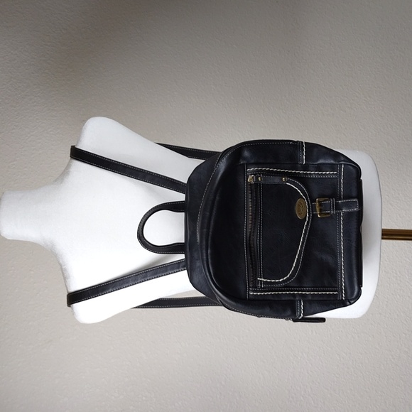 Boc Born Concept Black Faux Leather Backpack Purse Bag Vegan - Picture 1 of 16